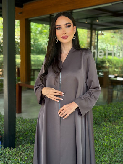 LAM210 –  Mocha cloche  cut abaya in premium German crepe