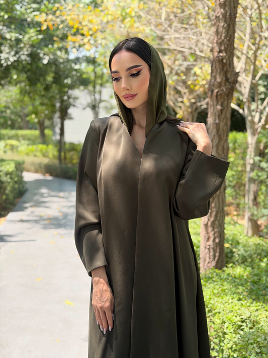 LAM208 –  green closh cut abaya in premium German crepe