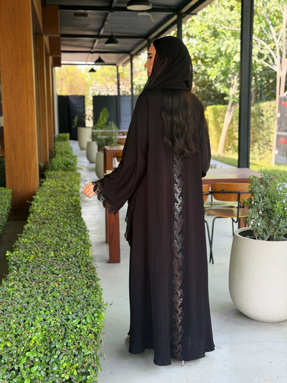 LAM 217 - Black dantel embroidered abaya