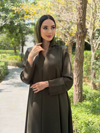 LAM208 –  green closh cut abaya in premium German crepe