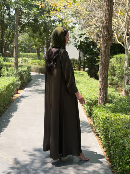 LAM208 –  green closh cut abaya in premium German crepe
