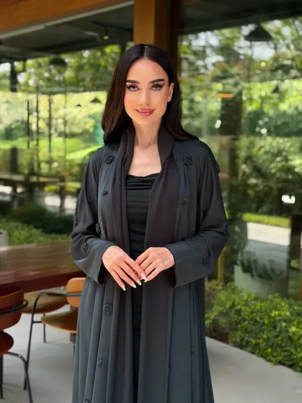 LAM201 – Modern Black abaya in airy Nada fabric