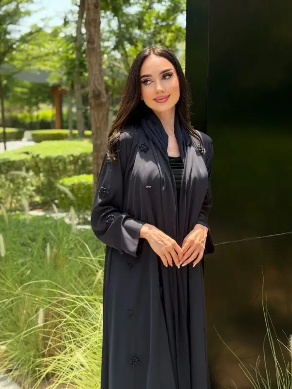 LAM202 – Navy blue A line abaya in airy Nada fabric