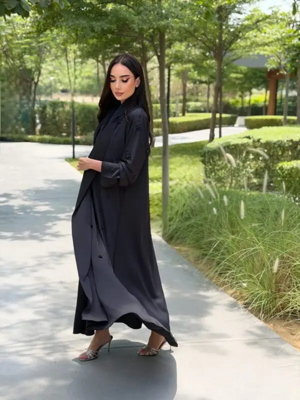 LAM202 – Navy blue A line abaya in airy Nada fabric