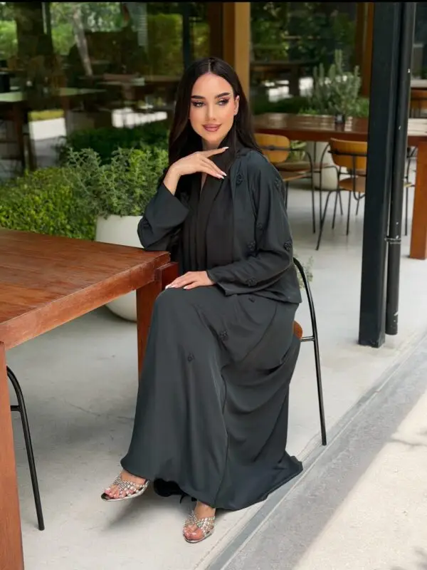LAM201 – Modern Black abaya in airy Nada fabric